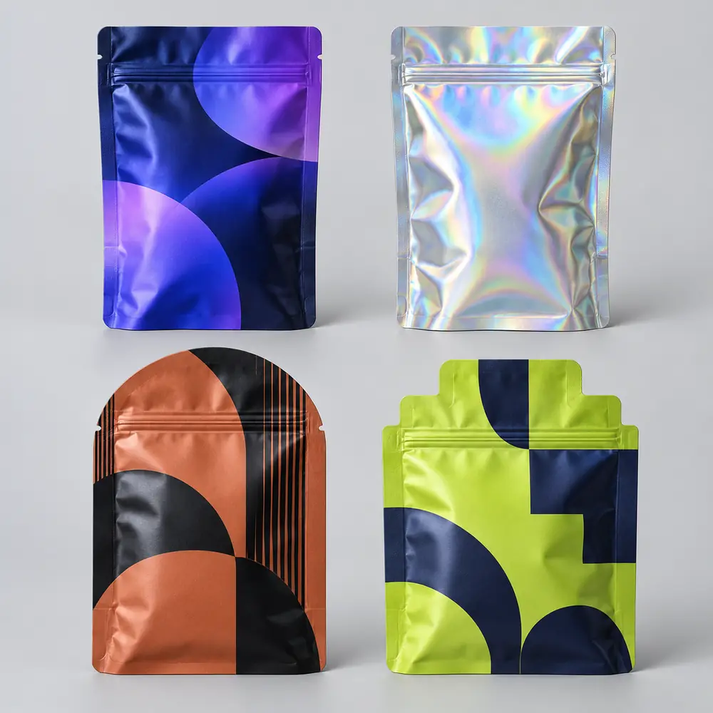 Custom pouch shapes and bold print finishes for independent brands